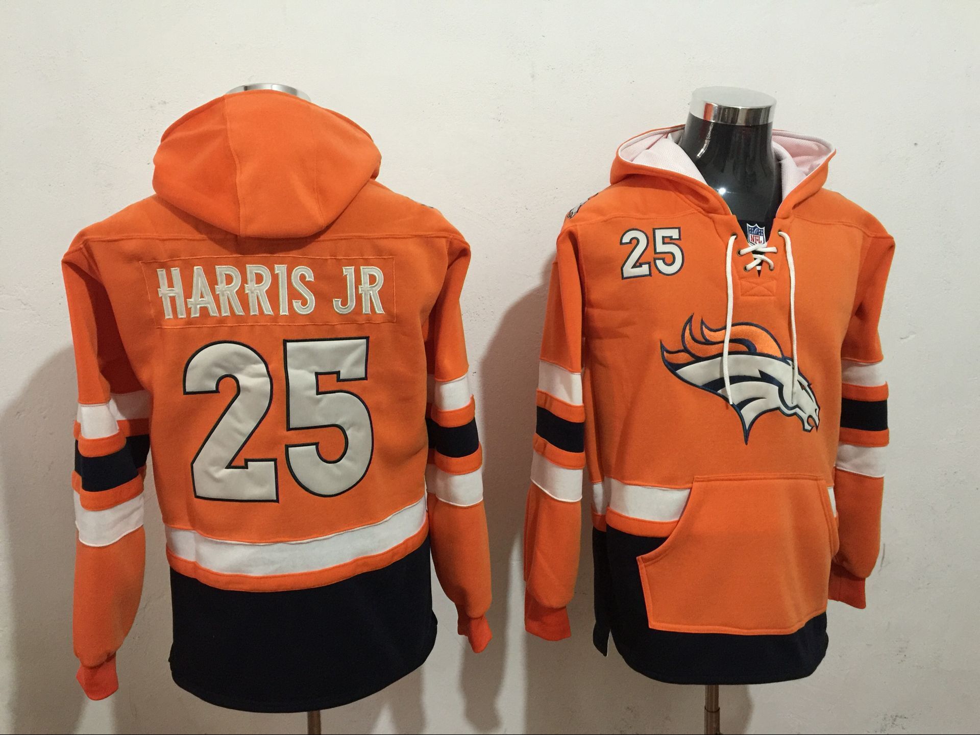 Men NFL Nike Denver Broncos #25 Harris Jr orange Sweatshirts